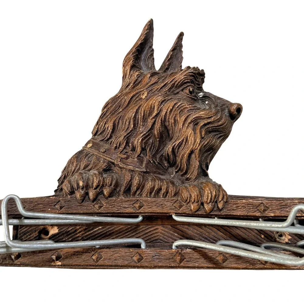 Vintage SyrocoWood Scottie Dog Tie Rack Wall Mount Mid Century Terrier Organizer